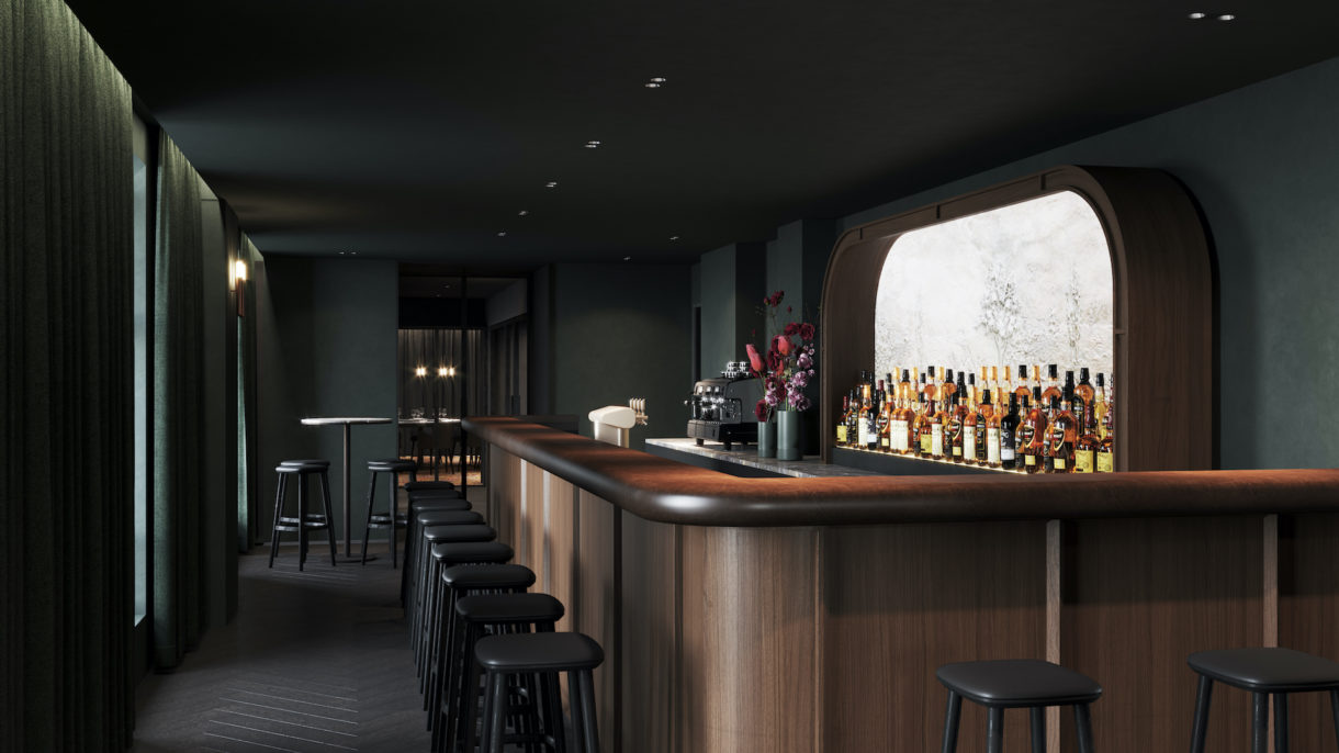 Hotel bar 3D rendering