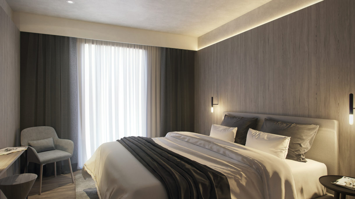 Hotel room 3D rendering