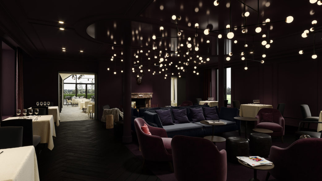 Hotel lounge 3D rendering