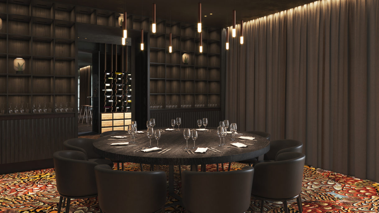 Private dining room 3D rendering