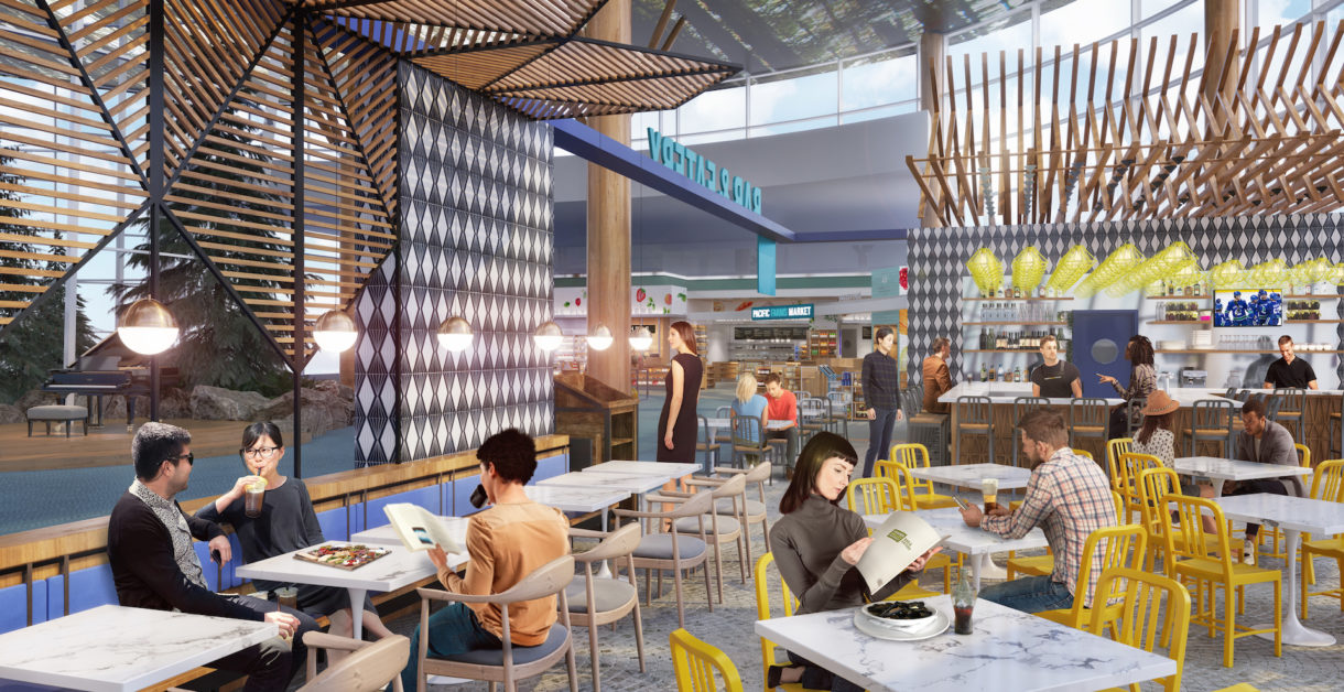 Airport foodhall 3D rendering