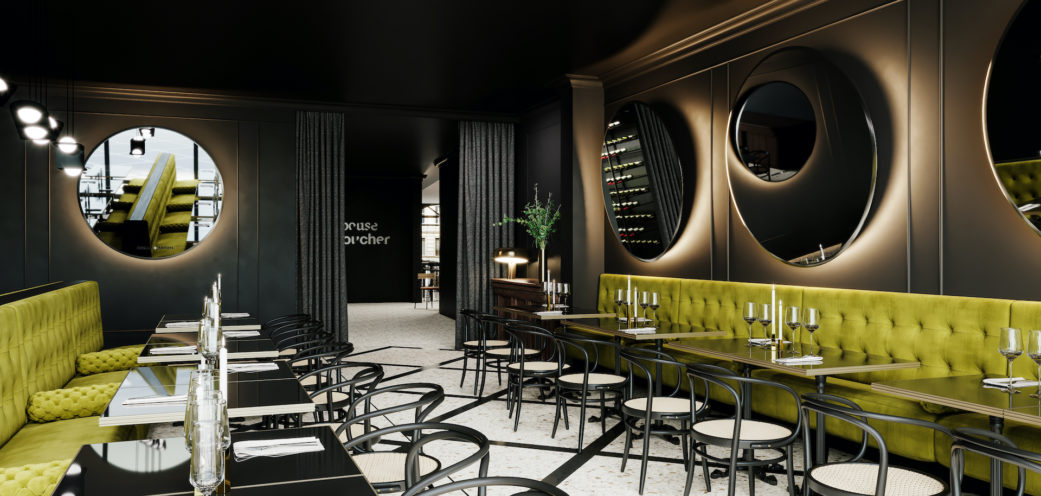 Photorealistic restaurant 3D rendering