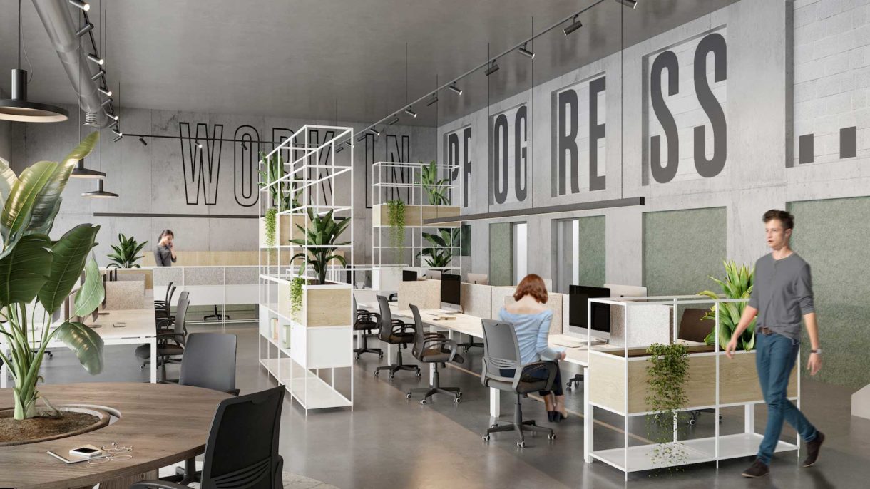 Coworking space 3D rendering