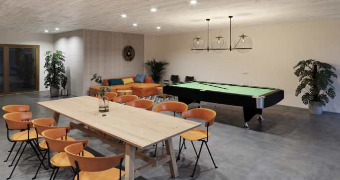 Room with pool table 3D viz