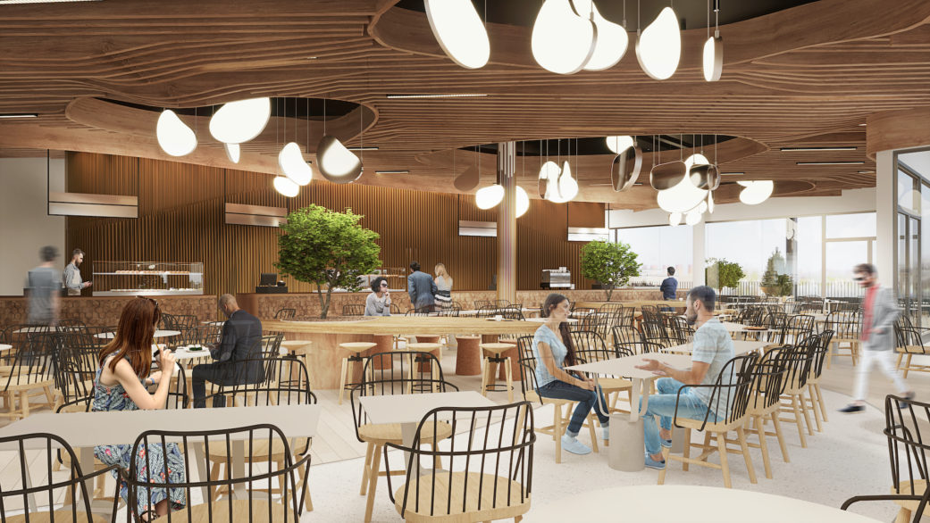 Coop food court interior 3D render