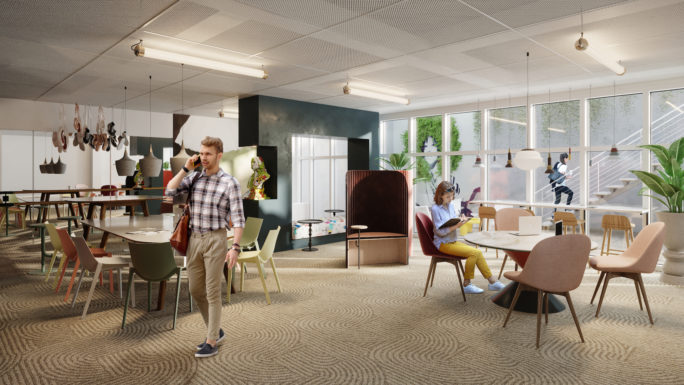 Colorful coworking 3D rendering