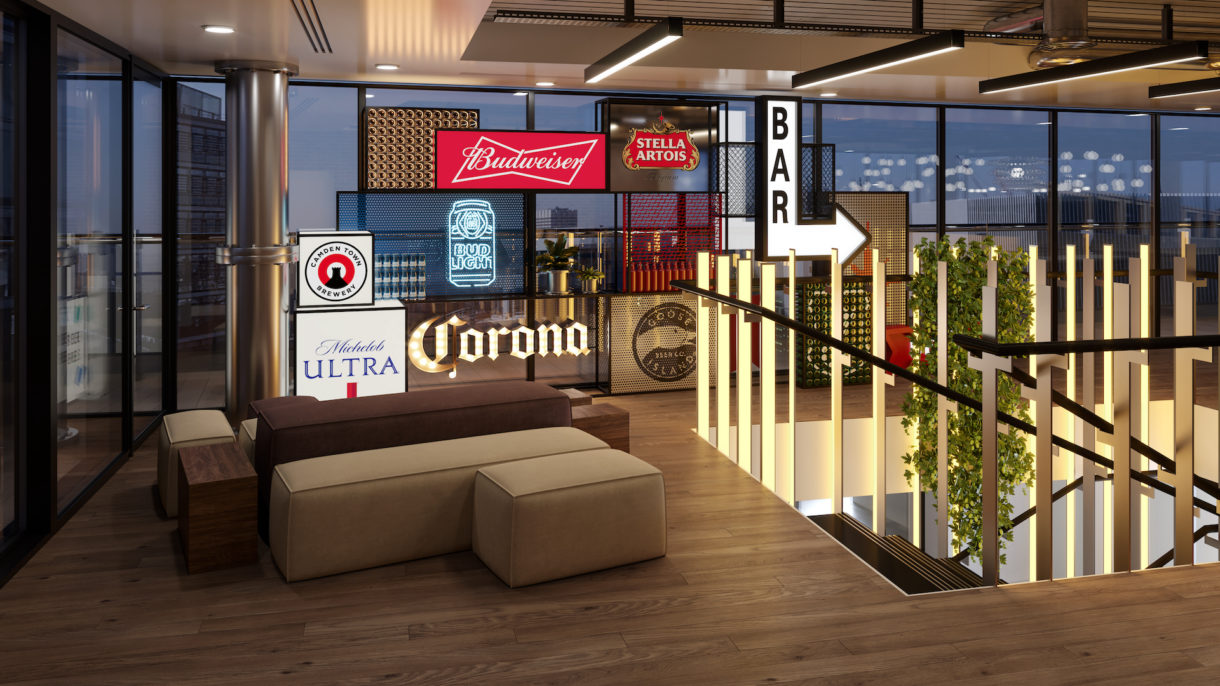 AB InBev London office interior design visualization