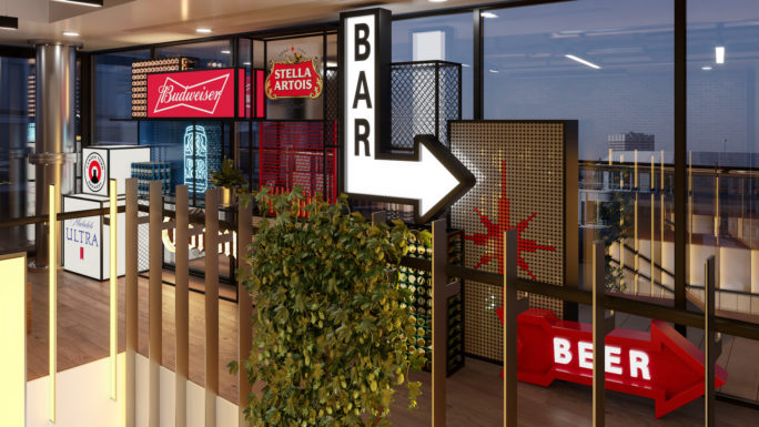 AB InBev signage 3D rendering