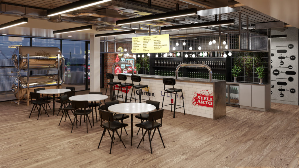 Ab InBev office cafeteria 3D visualization by nofuss