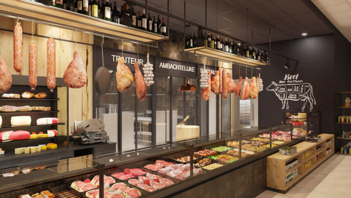 Refrigerated meat counter 3D visual