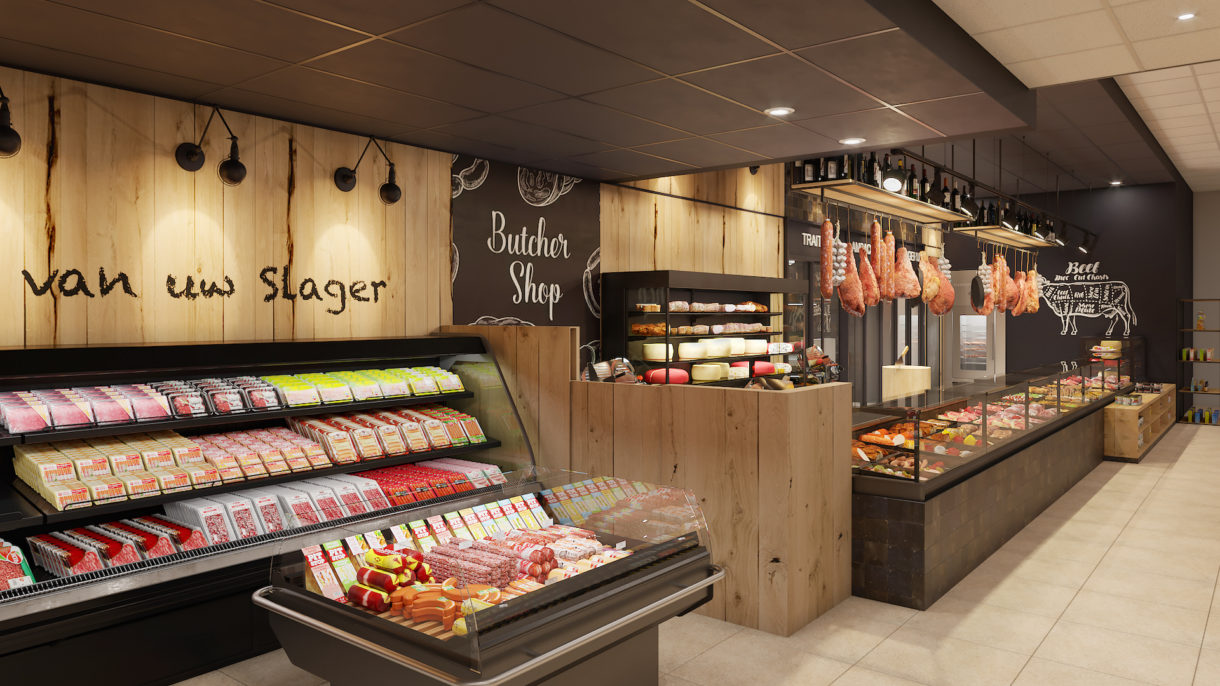 Butcher shop 3D visualization