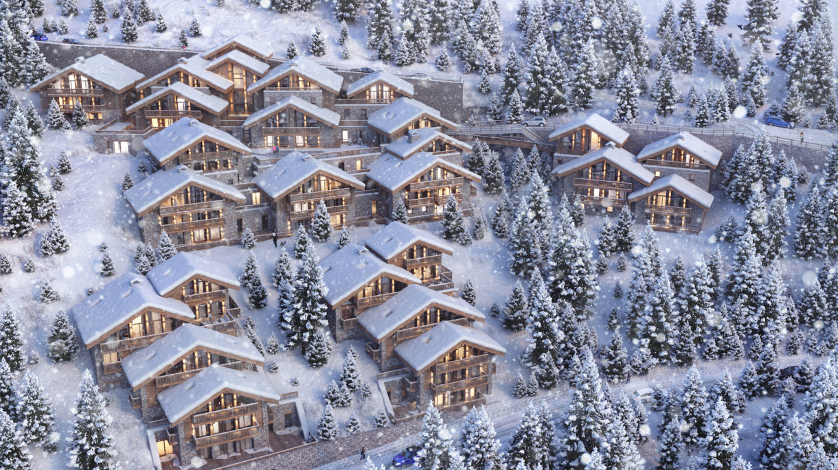 Mountain chalet 3D rendering