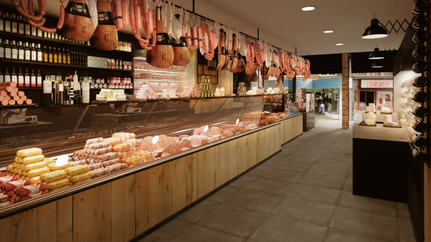 Butcher shop counter render