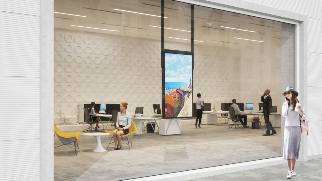 Samsung window display for real estate and travel agencies | nofuss