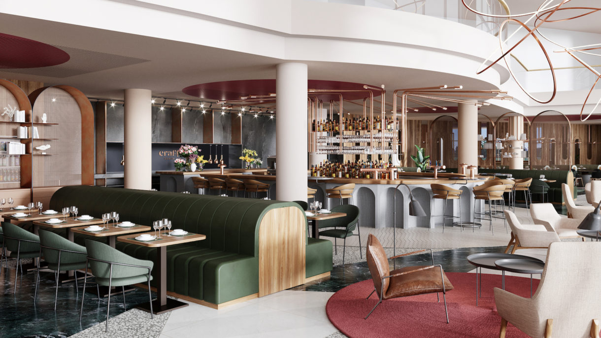 Hotel lobby interior design 3D visualization