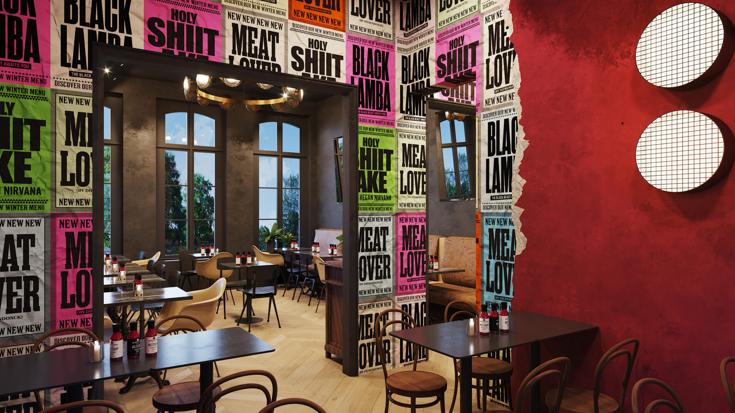 Brussels burger restaurant 3D visualization
