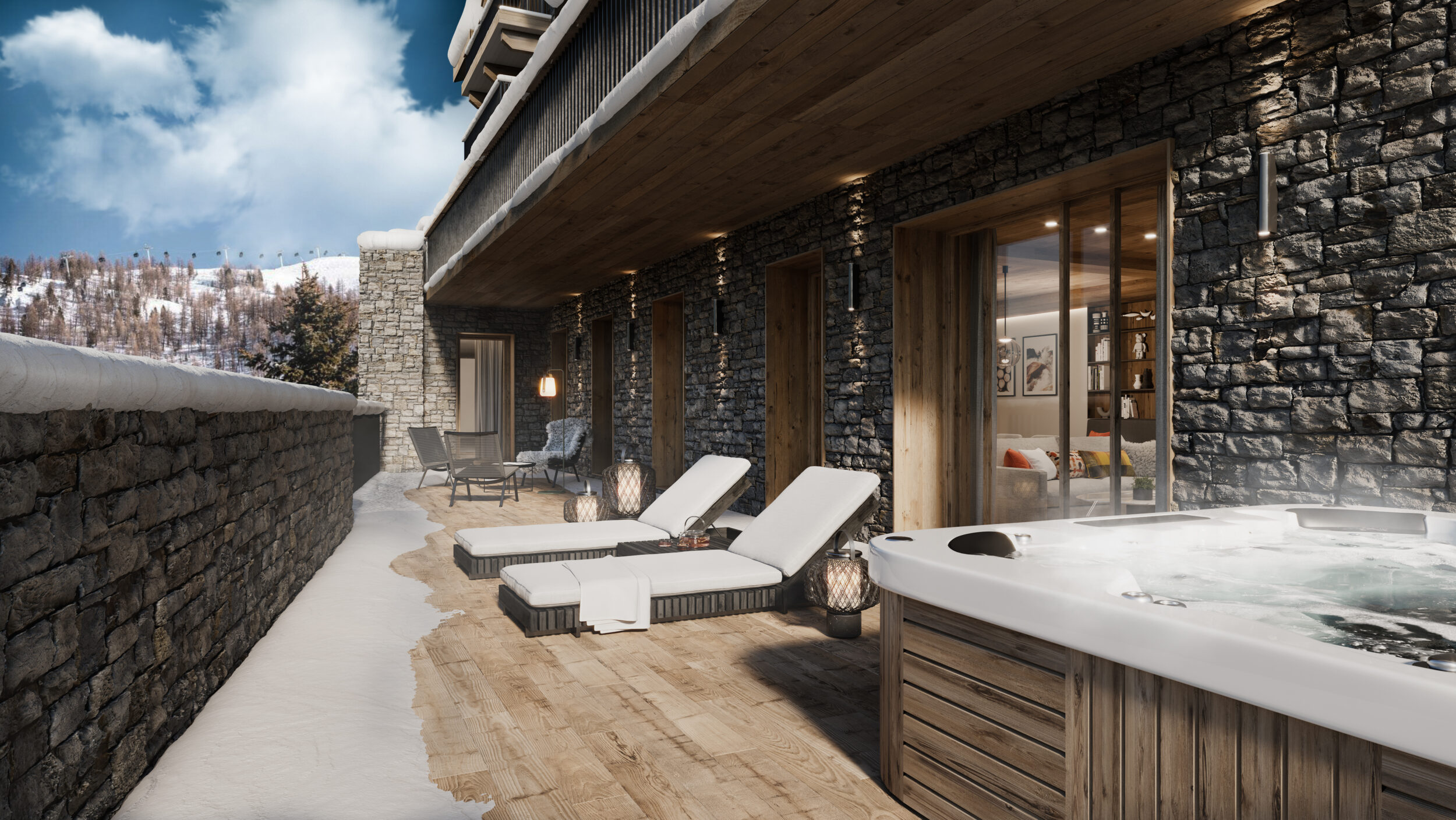Winter terrace with jacuzzi