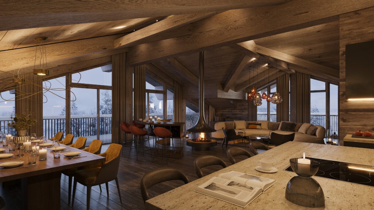 Evening interior rendering