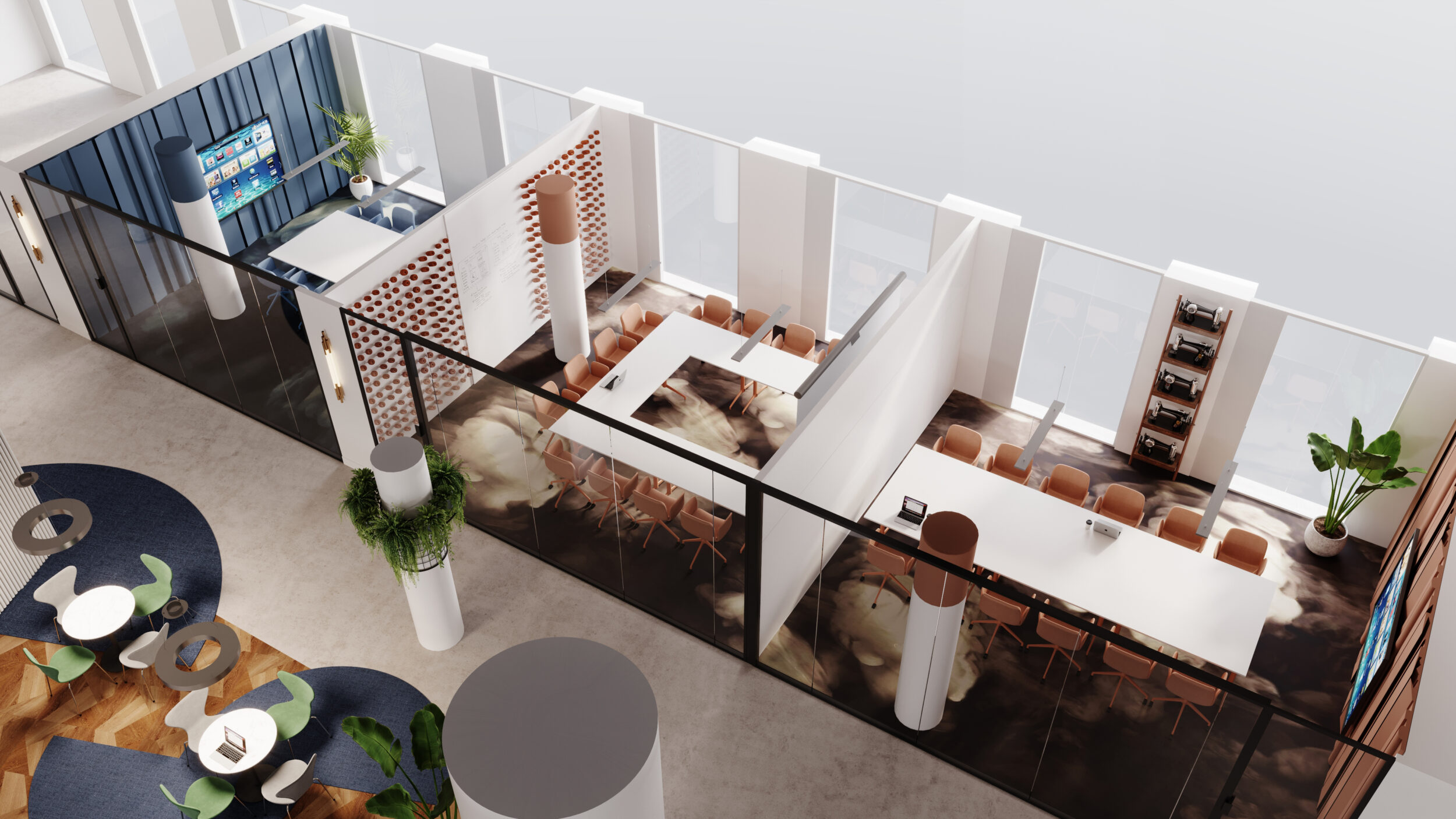 Top view office 3D visual