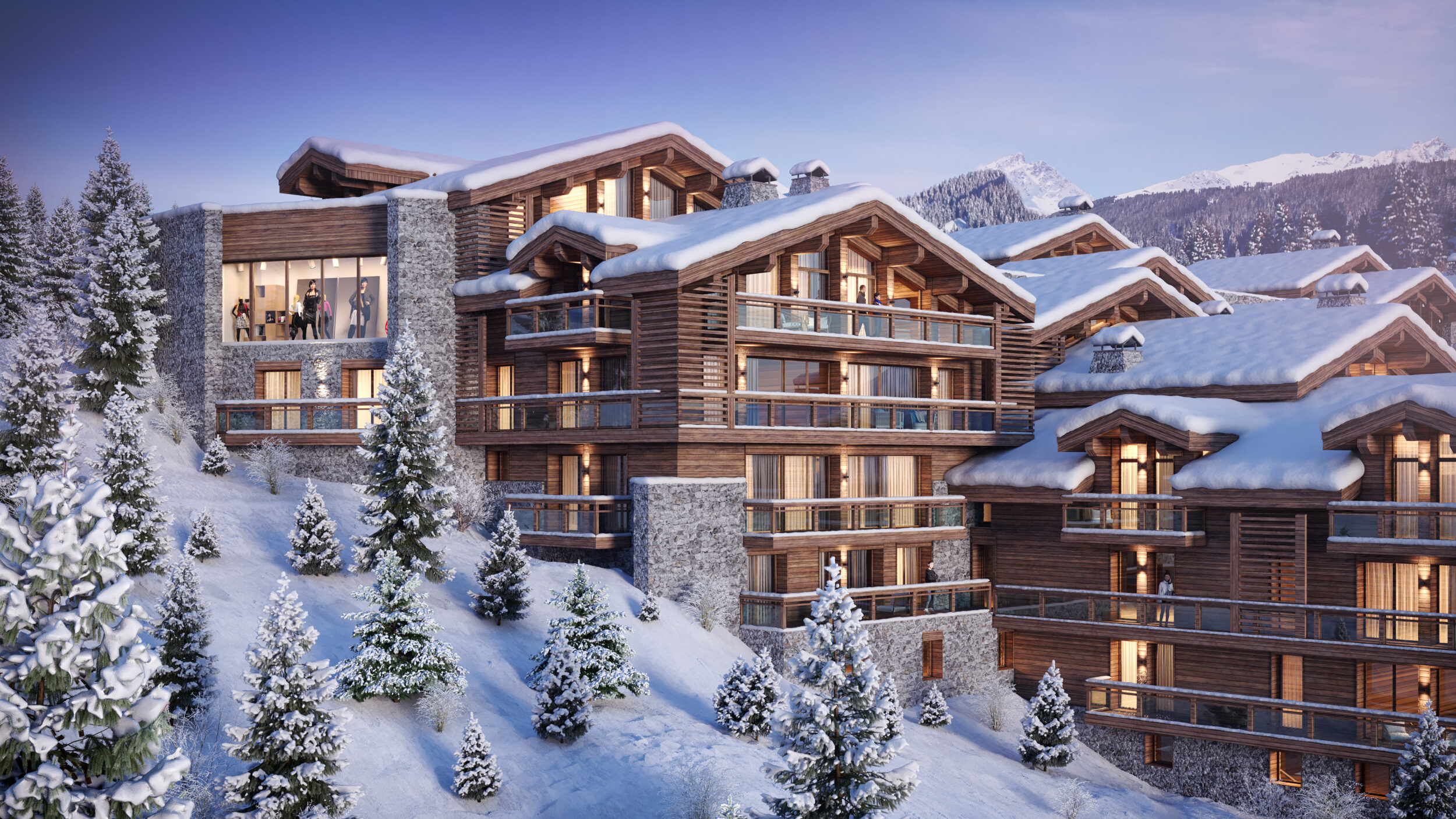 Snowy mountain exterior 3D rendering