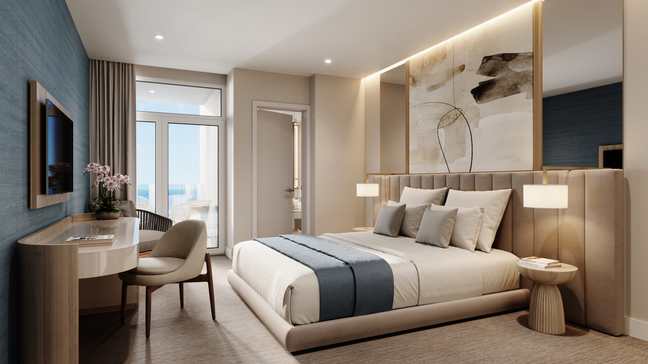 Hotel room 3D rendering