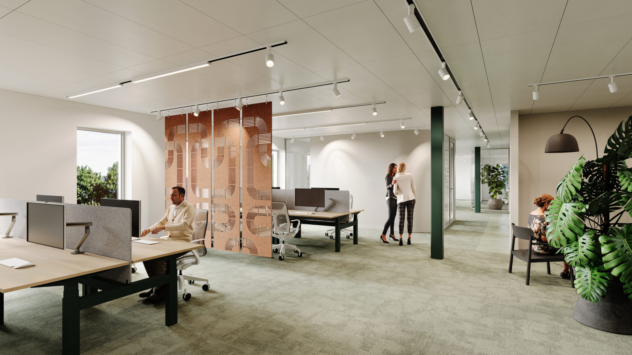 Archviz 3D characters usage in office interior visualization | nofuss