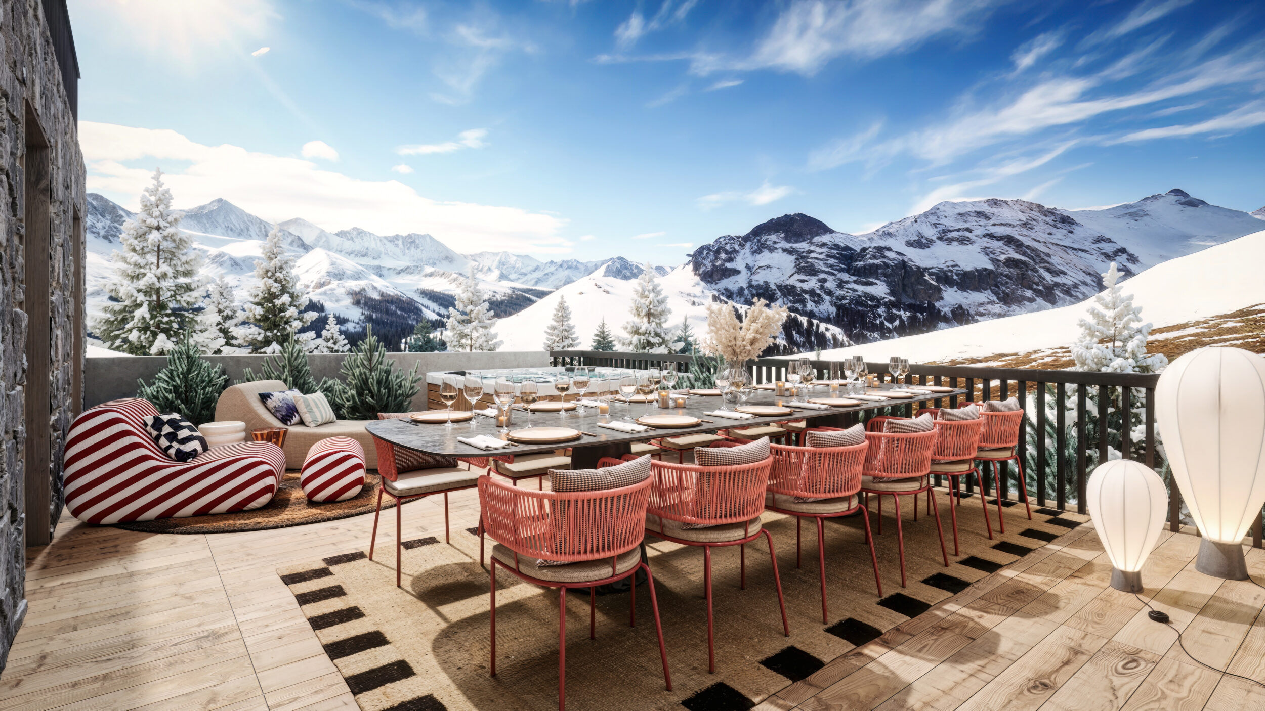 mountain chalet terrace