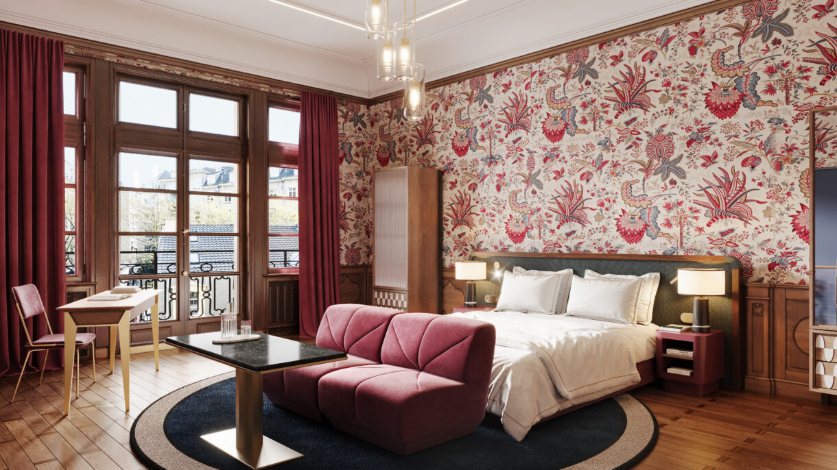 hotel room 3d rendering