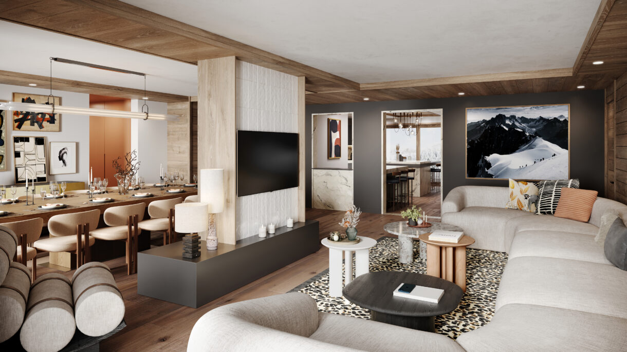 Stylish modern living room 3D