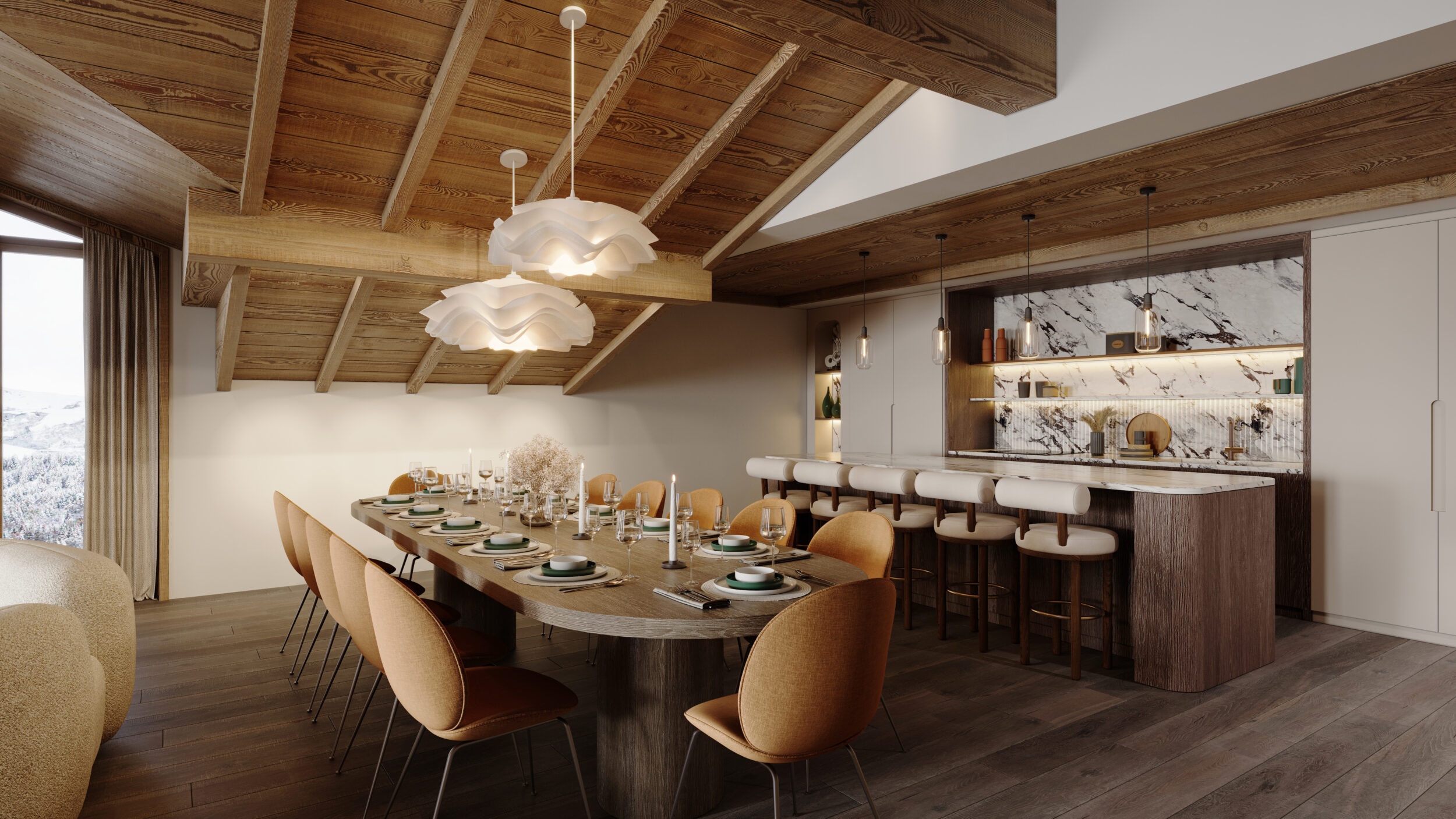 dining room 3d rendering